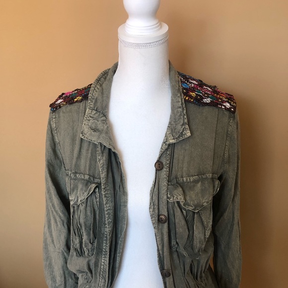 Urban outfitters embellished green cargo jacket - Picture 5 of 7
